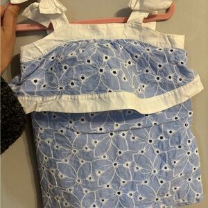 Janie and Jack Eyelet Blue and White Blouse